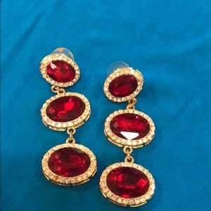 Red stone earrings
